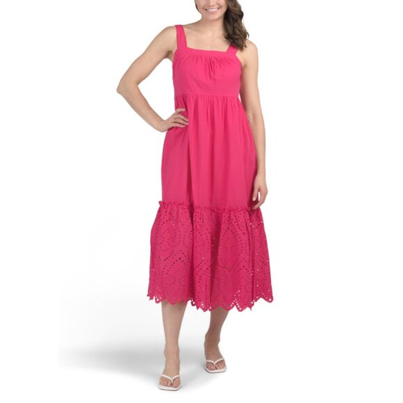 ELLA RAFAELLA Innuendo Tiered Eyelet Midi Dress - Picture 1 of 2